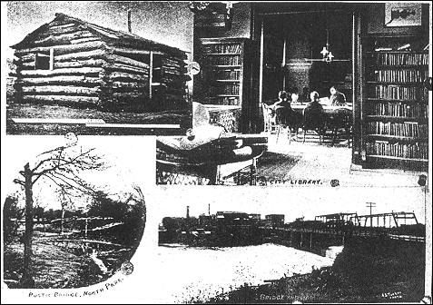 Lawrence: The first building, the city library,  park, river and bridge