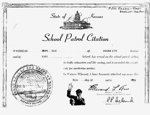 School Patrol certificate