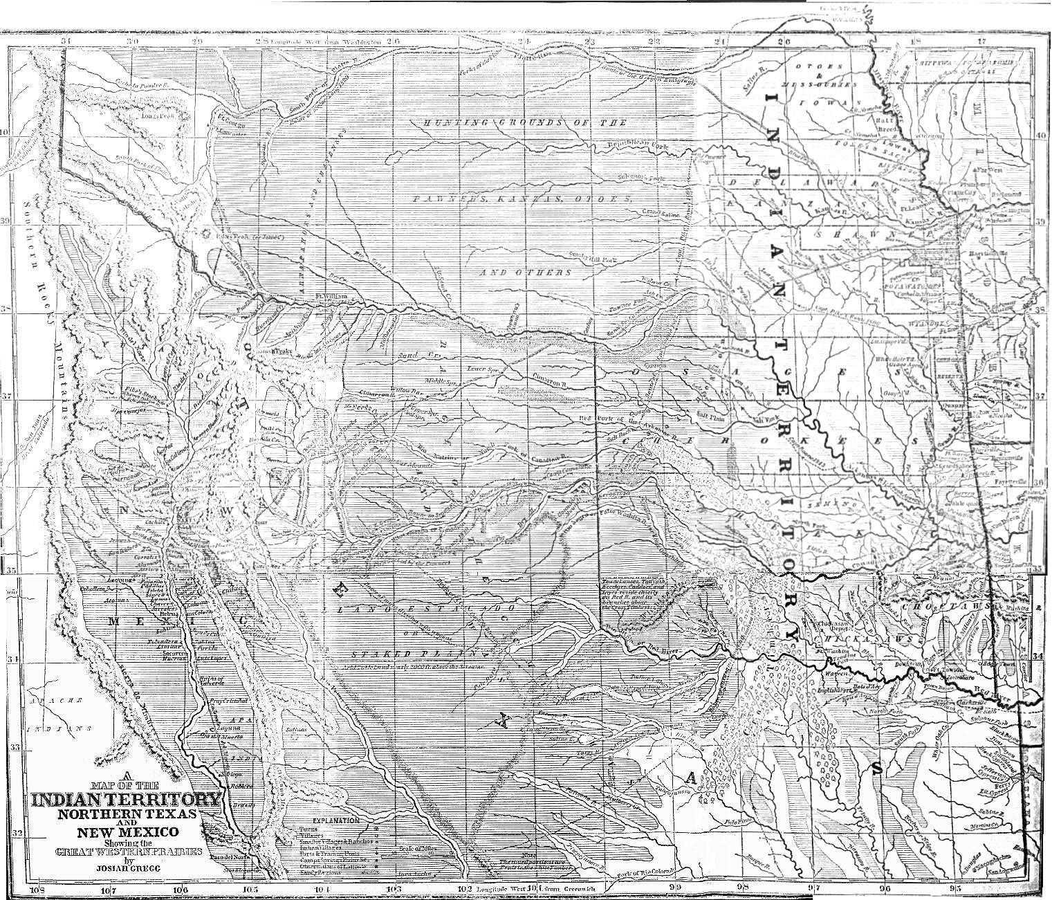 A Map of the Indian Territory, Northern Texas, and New Mexico