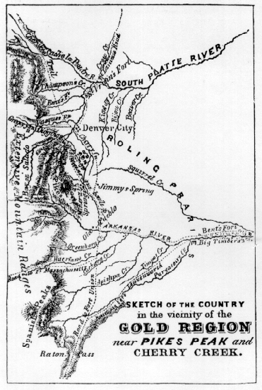 Map of Pike's Peak Gold Region.