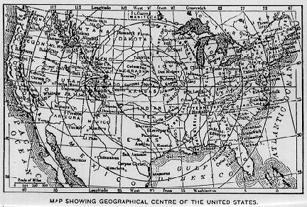 Map Showing the Geographical Center of the United States.