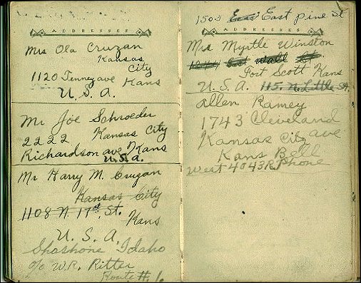 first facing pages of addresses