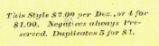 Detail on Reverse:  'This Style $2.00 per Doz. or 4 for $1.00.  Negatives always Preserved.  Duplicates 5 for $1.'