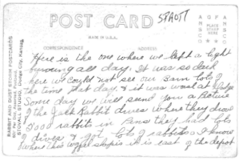 Text on the Reverse of the Postcard