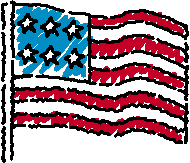 Colorful drawing of American Flag waving free