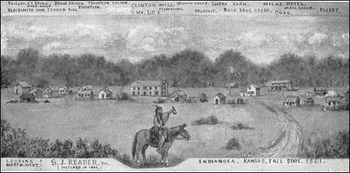 Samuel J. Reader's water-color of Indianola; please click for larger view and text