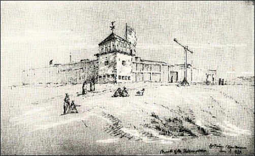 [impressive fort with a massive tower] 