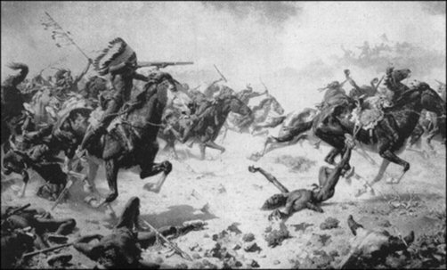 [battle on horseback]