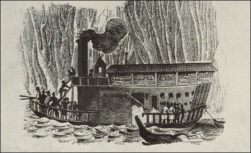 riverboat negotiating river snags