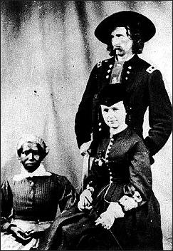 Gen. Custer and his wife Elizabeth with her servant Eliza