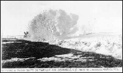 Clearing a Snowdrift on the Rails with a Locomotive