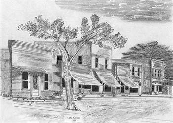 Lane, Kansas 1910 -1920, drawn by Bus Cornelius