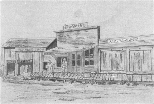 The livery and Crow and Company hardware stores