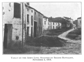 Tailly on the Army Line, Occupied by Second Battalion, November 2, 1918.