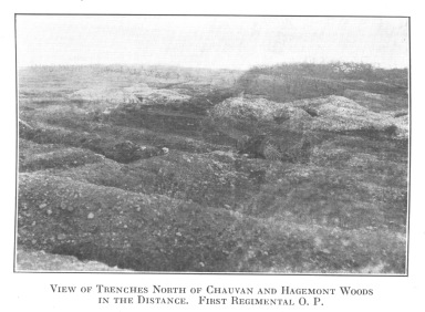 View of Trenches North of Chauvan and Hagemont Woods in the Distance. First Regimental O.P.