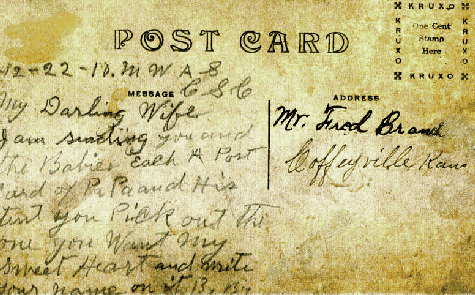 message on the reverse of the postcard (text below)