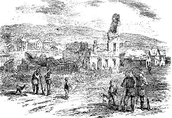 Ruins of the Free-State Hotel in Lawrence KS after the May 1856 raid by Sheriff Jones
