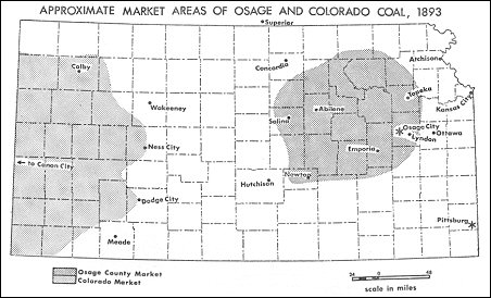 Approximate market areas of Osage and Colorado coal, 1893